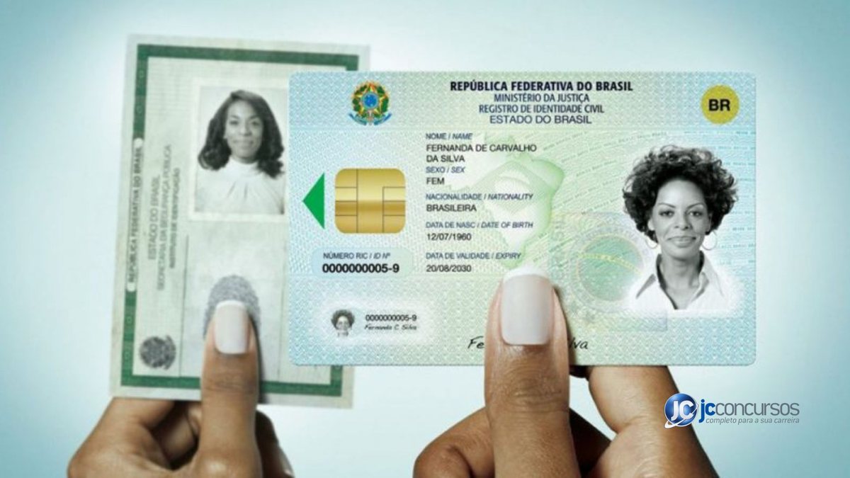 Novo modelo do documento de identificação do Brasil - Divulgação JC Concursos