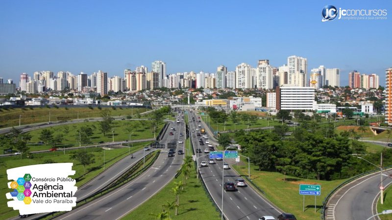 Concurso da Agência Ambiental do Vale do Paraíba: vista aérea da cidade de São José dos Campos/SP, sede da Agência