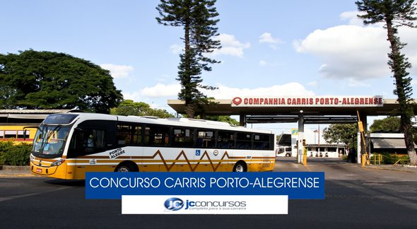 Concurso Carris Porto-Alegrense - ônibus em frente à garagem companhia - Divulgação