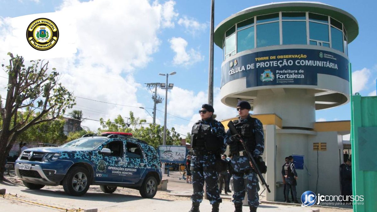 Concurso da Guarda Municipal de Fortaleza: agentes da corporação durante patrulhamento