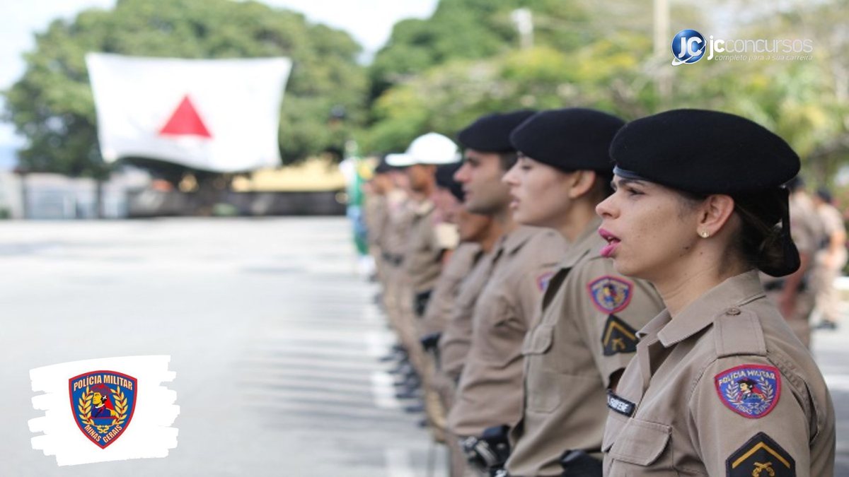 Concurso da PM MG: soldados da corporação perfilados durante solenidade
