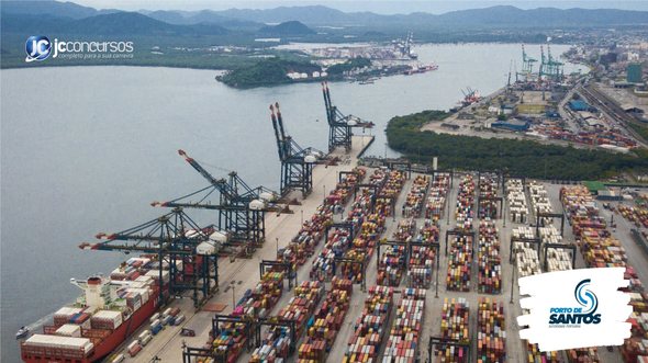 Concurso do Porto de Santos: vista aérea do complexo portuário - Foto: Divulgação