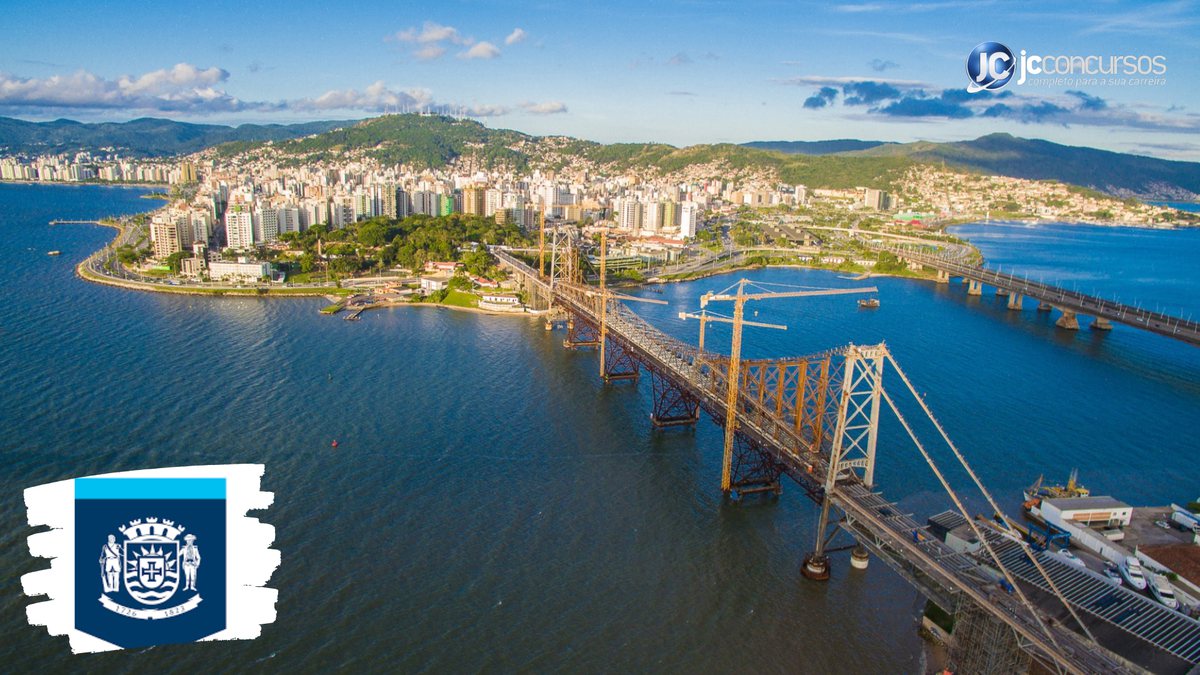 Processo seletivo da Prefeitura de Florianópolis SC: vista aérea da cidade