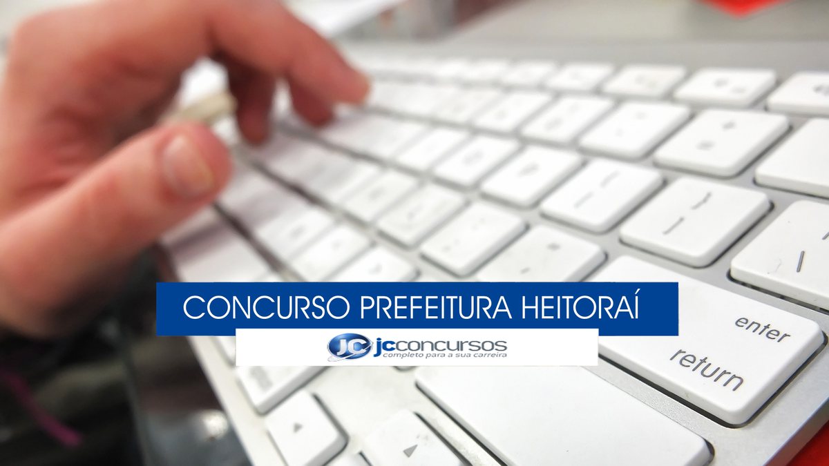 Concurso Prefeitura Heitoraí - mão posicionada sobre teclado