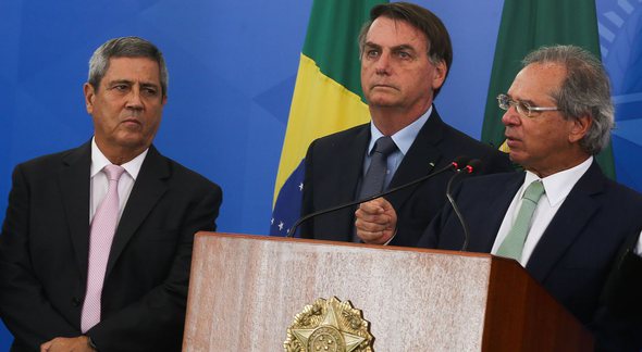 Paulo Guedes, Braga Neto e presidente Jair Bolsonaro - Marcello Casal Jr /Agência Brasil