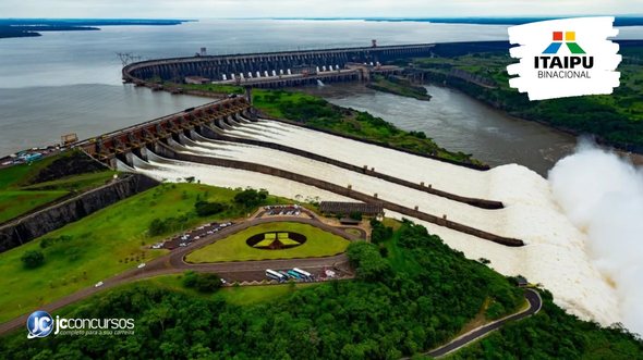 Processo seletivo da Itaipu Binacional: vista aérea da usina, localizada na fronteira entre o Brasil e o Paraguai - Divulgação